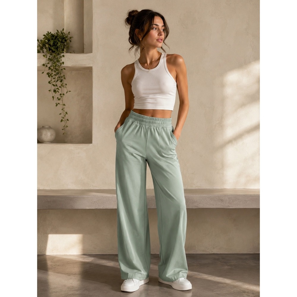 Lululemon Swift Mid-Rise Wide-Leg Pant Palm Court Green Sz 6 Lightweight Stretch
